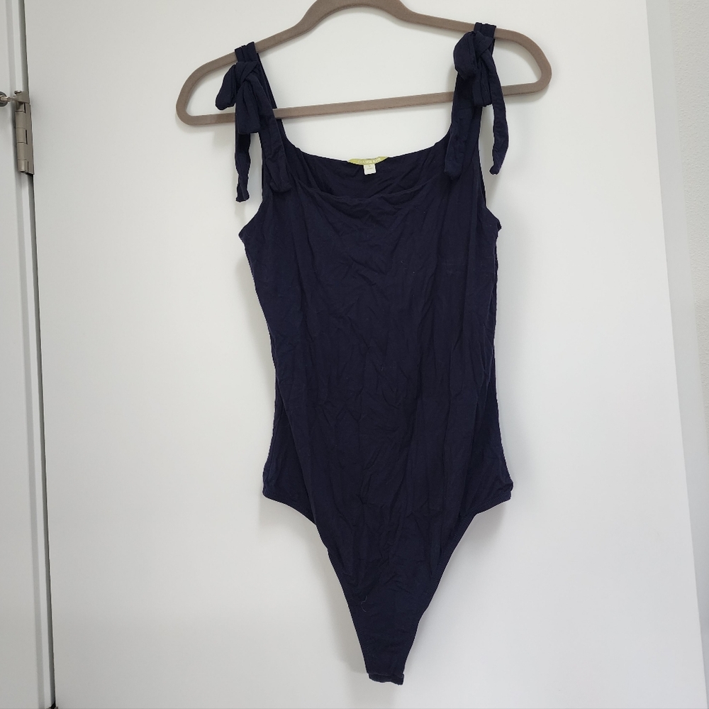 Gianni Bini Navy Bodysuit with Tie Straps Sz Small